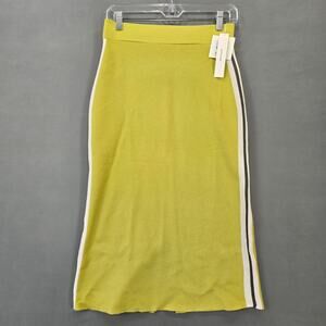 Bonnie Alex Light Green Skirt NEW $79 Bodycon Midi Racer Stripes Women FREE SIZE